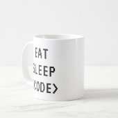 EAT SLEEP CODE Grappige offerte mok voor programme (Voorkant links)