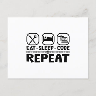 Eat Sleep Code Herhaal Cadeaucode voor medische co Briefkaart