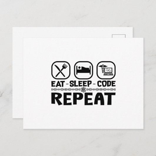 Eat Sleep Code Herhaal Cadeaucode voor medische co Briefkaart (Voorkant / Achterkant)