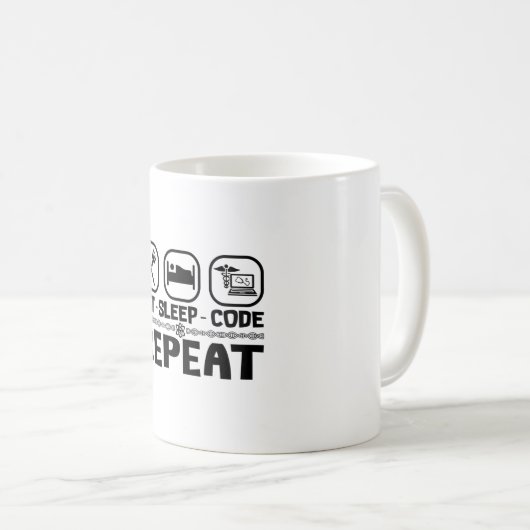 Eat Sleep Code Herhaal Cadeaucode voor medische co Koffiemok (Voorkant rechts)