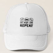 Eat Sleep Code Herhaal Cadeaucode voor medische co Trucker Pet (Voorkant)