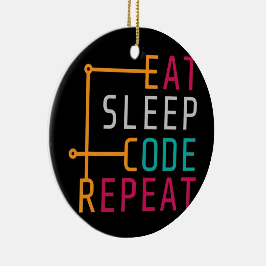 Eat Sleep Code Herhaal Coder Developer Computer Keramisch Ornament (Rechts)