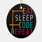 Eat Sleep Code Herhaal Coder Developer Computer Keramisch Ornament (Links)