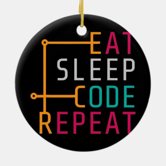 Eat Sleep Code Herhaal Coder Developer Computer Keramisch Ornament (Achterkant)