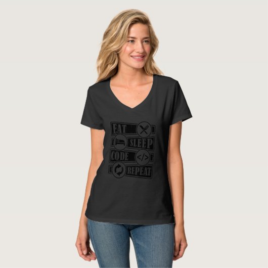 Eat Sleep Code Herhaal Coder Programmer De Softwar T-shirt (Voorkant volledig)