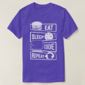Eat Sleep Code Herhaal computerprogrammeur CLI 1 T-shirt (Design voorkant)