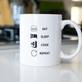 Eat Sleep Code Herhaal Funy Programmers Koffiemok