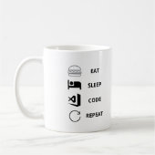 Eat Sleep Code Herhaal Funy Programmers Koffiemok (Links)