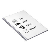Eat Sleep Code Herhaal Funy Programmers Notitieboek (Rechterzijde)