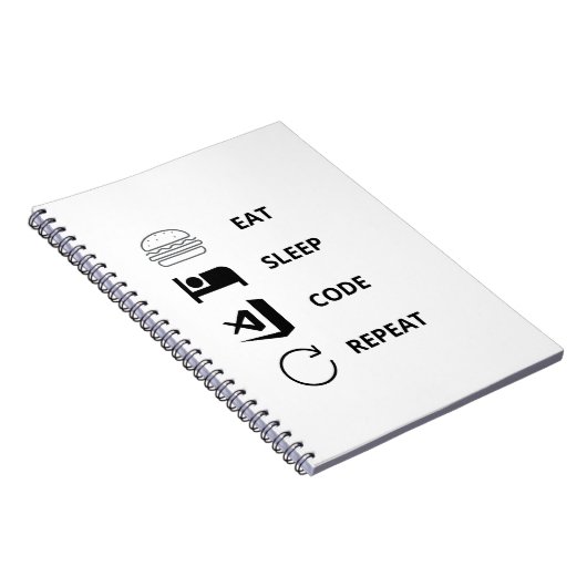 Eat Sleep Code Herhaal Funy Programmers Notitieboek (Rechterzijde)