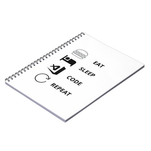Eat Sleep Code Herhaal Funy Programmers Notitieboek (Linkerzijde)