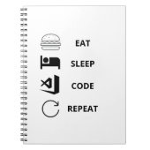 Eat Sleep Code Herhaal Funy Programmers Notitieboek (Voorkant)