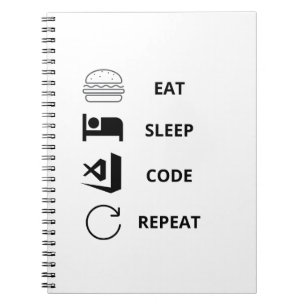 Eat Sleep Code Herhaal Funy Programmers Notitieboek
