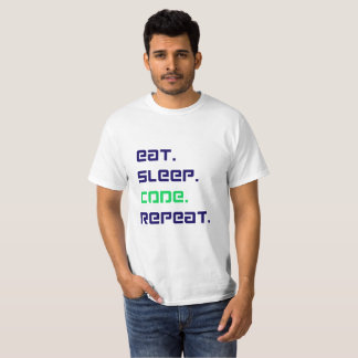 Eat Sleep Code Herhaal – Grappig programmeur T-shi T-shirt