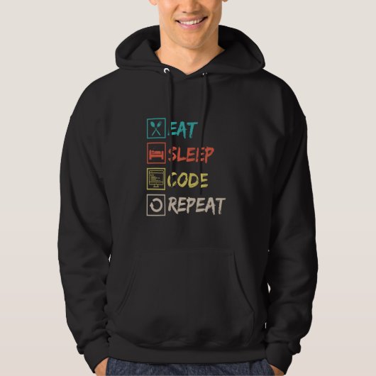 Eat Sleep Code Herhaal - Levensstijl van de progra Hoodie (Voorkant)