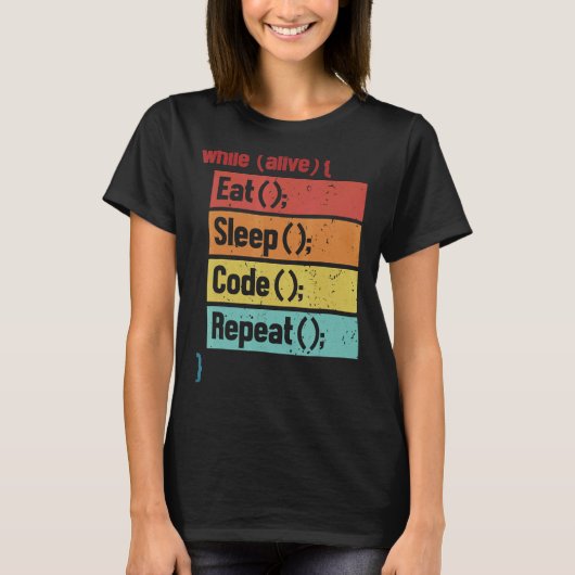 Eat Sleep Code Herhaal Software Ontwikkelaar IT Te T-shirt (Voorkant)