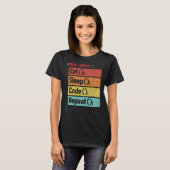 Eat Sleep Code Herhaal Software Ontwikkelaar IT Te T-shirt (Voorkant volledig)