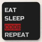 Eat Sleep CODE Herhalen Bier Onderzetter (Voorkant)
