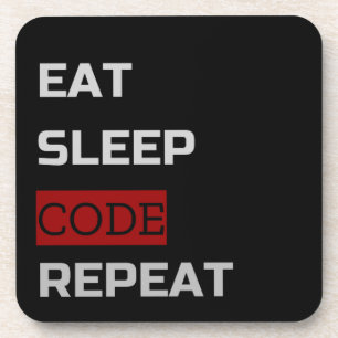 Eat Sleep CODE Herhalen Bier Onderzetter