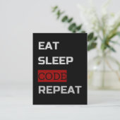 Eat Sleep CODE Herhalen Briefkaart (Staand voorkant)