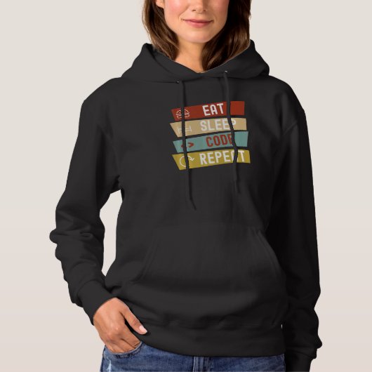 Eat Sleep Code herhalen Hoodie (Voorkant)