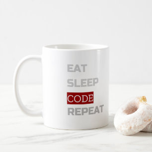 Eat Sleep CODE Herhalen Koffiemok
