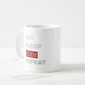 Eat Sleep CODE Herhalen Koffiemok (Voorkant links)