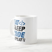 Eat Sleep Code herhalen Koffiemok (Voorkant links)