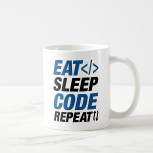Eat Sleep Code herhalen Koffiemok