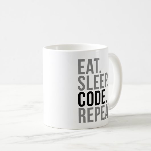 Eat Sleep Code herhalen Koffiemok (Voorkant rechts)