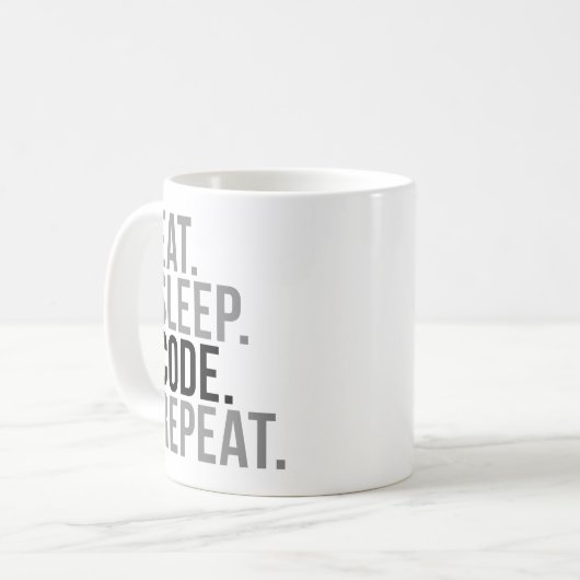 Eat Sleep Code herhalen Koffiemok (Voorkant links)