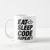 Eat Sleep Code herhalen Koffiemok (Links)