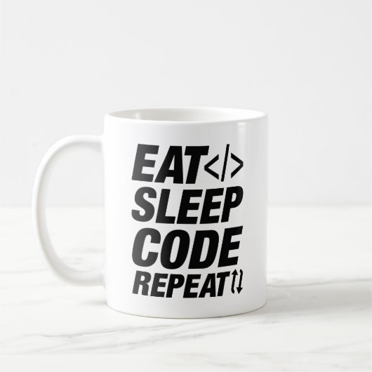 Eat Sleep Code herhalen Koffiemok (Links)
