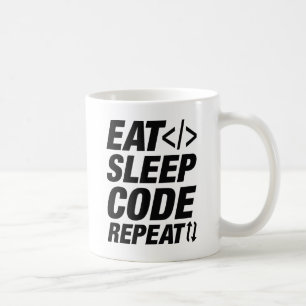 Eat Sleep Code herhalen Koffiemok