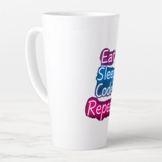 Eat Sleep Code herhalen Latte Mok (Linkerhoek)