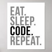 Eat Sleep Code herhalen Poster (Voorkant)