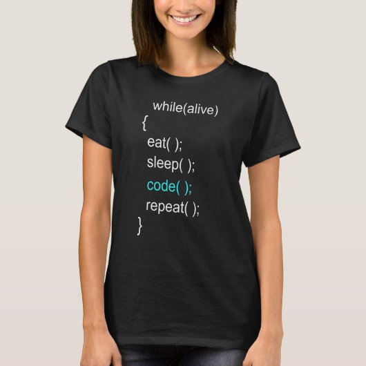 Eat Sleep Code Herhalen Programmeringsprogramma T-shirt (Voorkant)