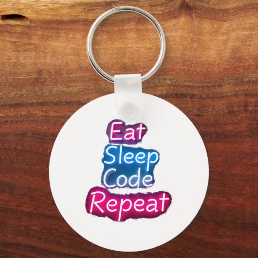 Eat Sleep Code herhalen Sleutelhanger (Voorkant)