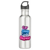 Eat Sleep Code herhalen Waterfles (Voorkant)