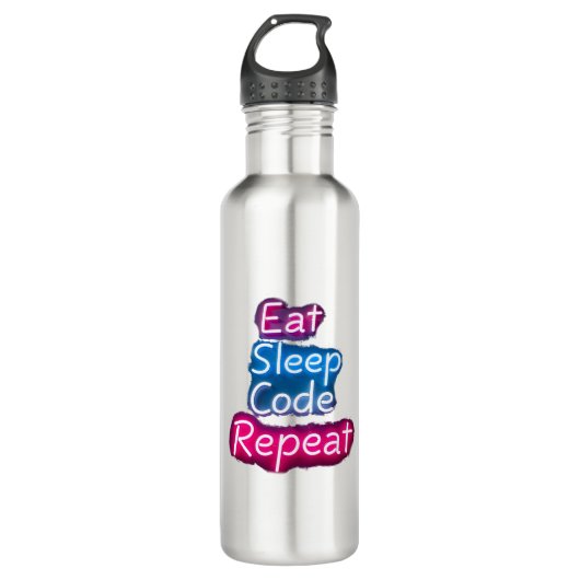 Eat Sleep Code herhalen Waterfles (Voorkant)