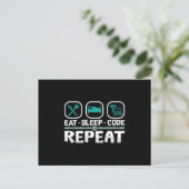 Eat Sleep Code Herhaling ICD-code medische coderin Briefkaart (Staand voorkant)