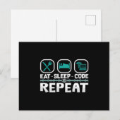 Eat Sleep Code Herhaling ICD-code medische coderin Briefkaart (Voorkant / Achterkant)