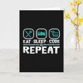 Eat Sleep Code Herhaling ICD-code medische coderin Kaart (Gele Bloem)
