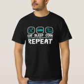 Eat Sleep Code Herhaling ICD-code medische coderin T-shirt (Voorkant)