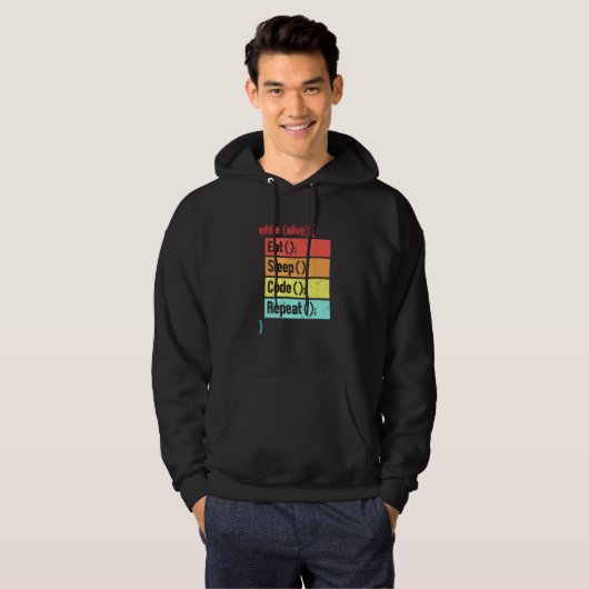 Eat Sleep Code Herhaling software engineer ontwikk Hoodie (Voorkant volledig)