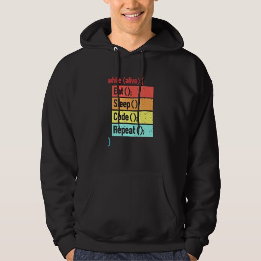 Eat Sleep Code Herhaling software engineer ontwikk Hoodie (Voorkant)