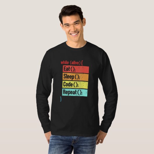 Eat Sleep Code Herhaling software engineer ontwikk T-shirt (Voorkant volledig)