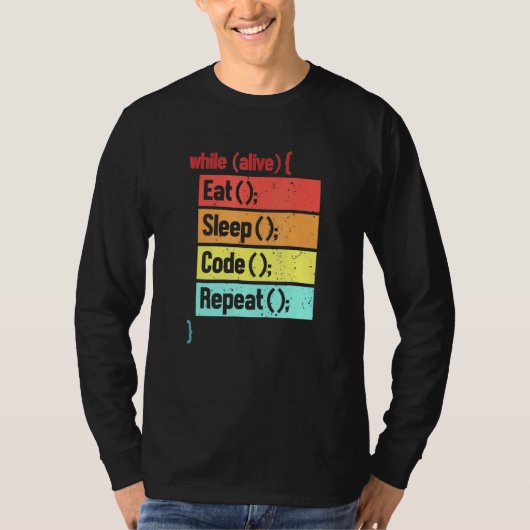 Eat Sleep Code Herhaling software engineer ontwikk T-shirt (Voorkant)