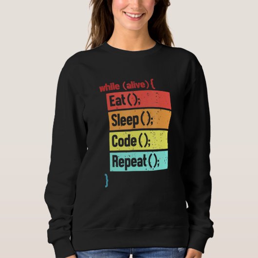 Eat Sleep Code Herhaling software engineer ontwikk Trui (Voorkant)