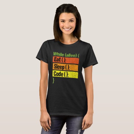 Eat Sleep Code Herhalingscodenummer T-shirt (Voorkant volledig)